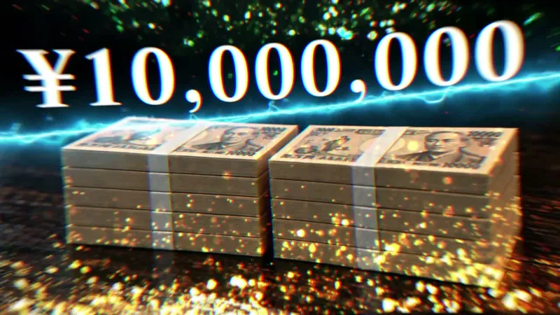 FINAL PROJECTの広告の動画の場面。札束の上に¥10,000,000と表示されている